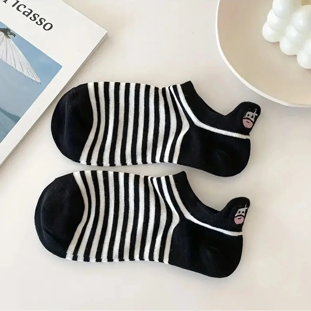 Women’s Sock& Hosiery 5 Pairs Cute Cartoon Cow Comfortable Breathable Socks